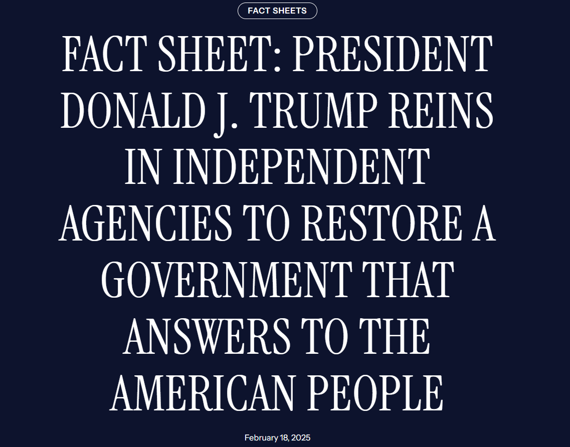 Trump Reins In Independent Agencies