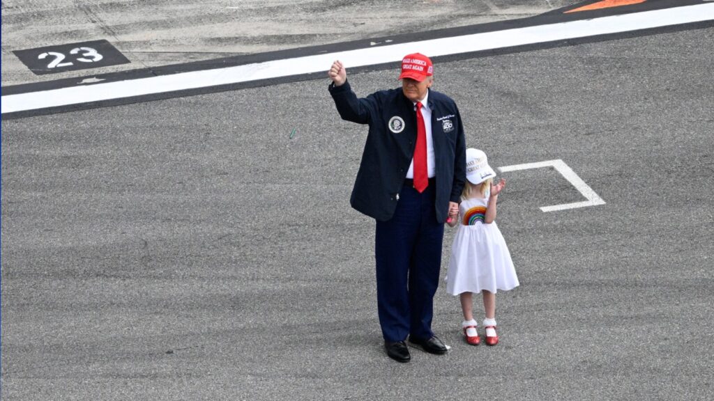 Trump with his granddaughter Carolina Trump, the youngest child of Eric and Lara Trump.