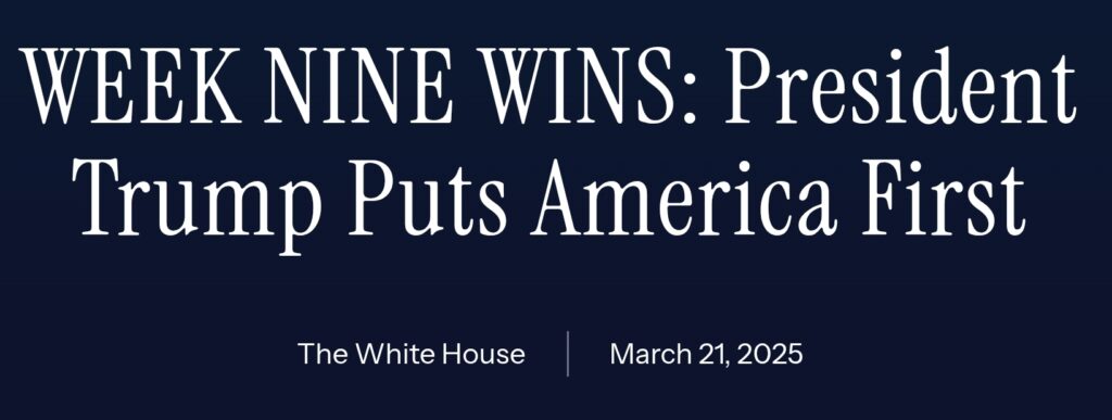 White house statement on week 9 highlights 
