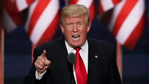 donald trump speaking forcefully