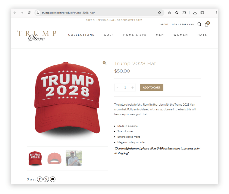trump 2028 hat official trump store