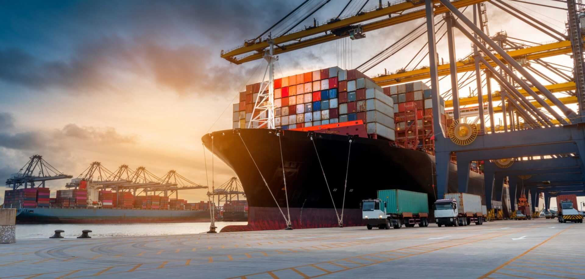 cargo containers in port of los angeles during customs inspection