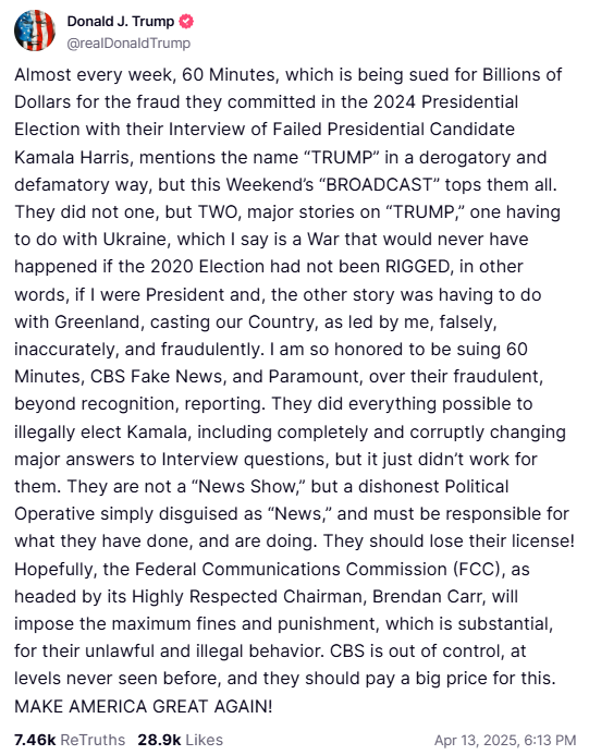 trump truhtsocial statement