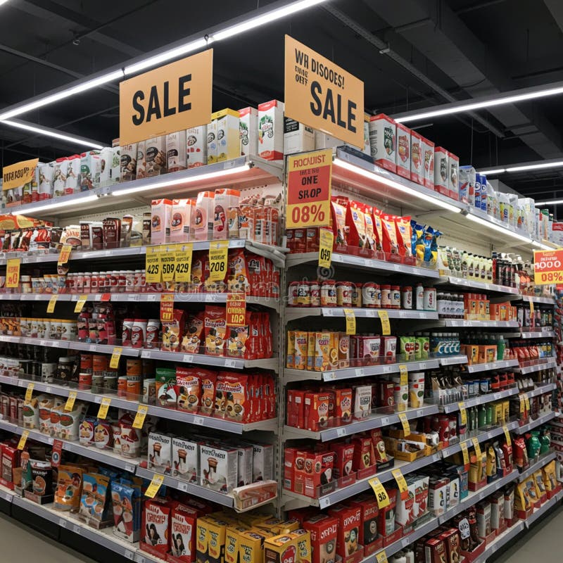 supermarket egg aisle fully stocked with sale signs