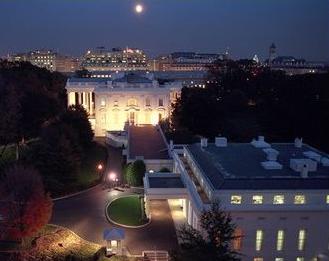 White House West Wing at sunset
