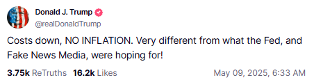 truthsocial announcement on inflation