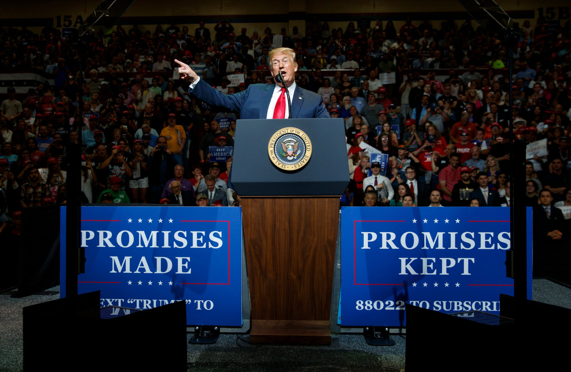 President Trump at a "Promises Made, Promises Kept" rally