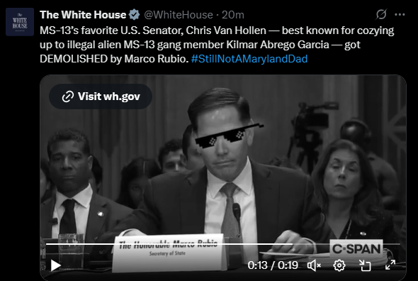 white house x (formerly twitter) statement on the exchange