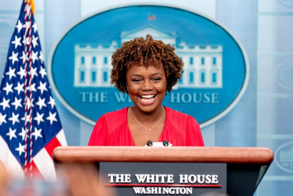 karine jean-pierre in the white house press room