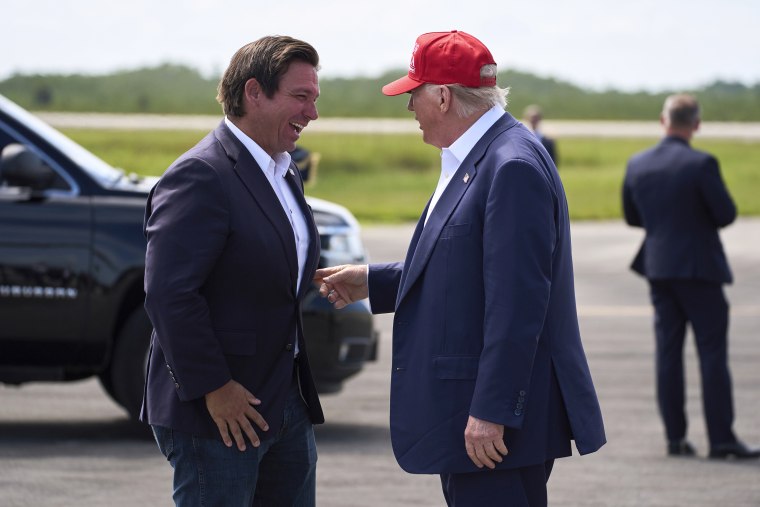 Ron DeSantis and Donald Trump at Florida border event