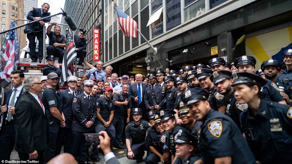 Donald Trump with NYPD officers