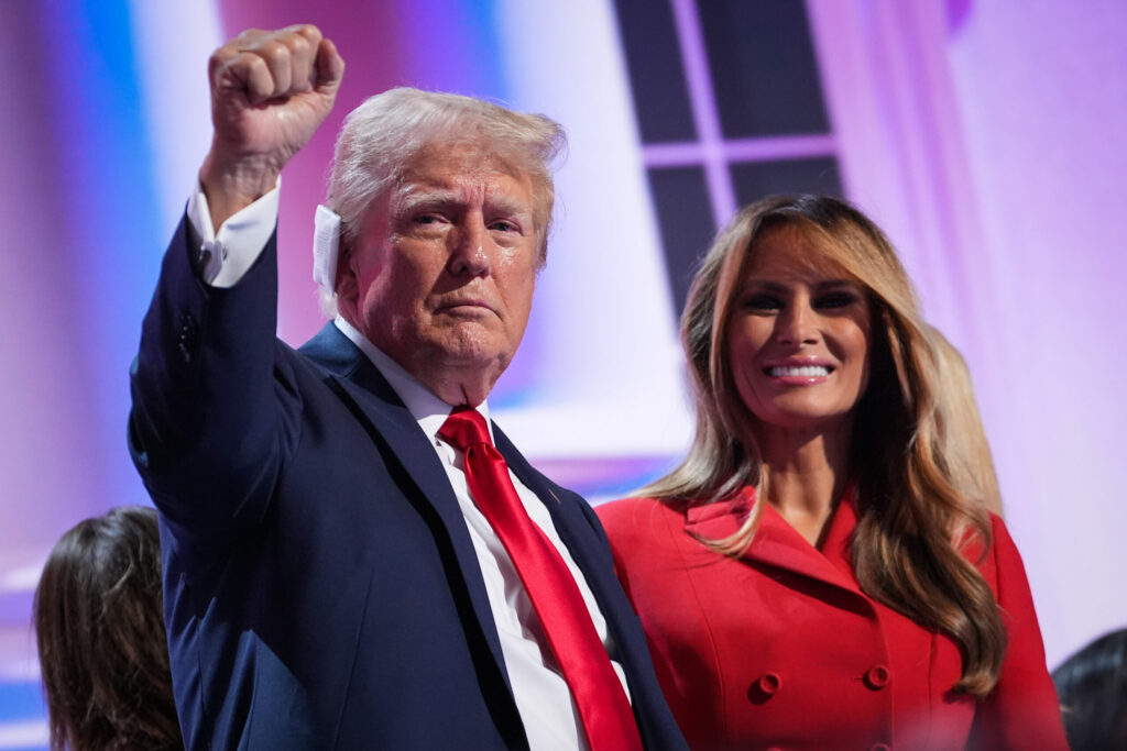 Trump with Melania at RNC, Milwaukee, days after shooting