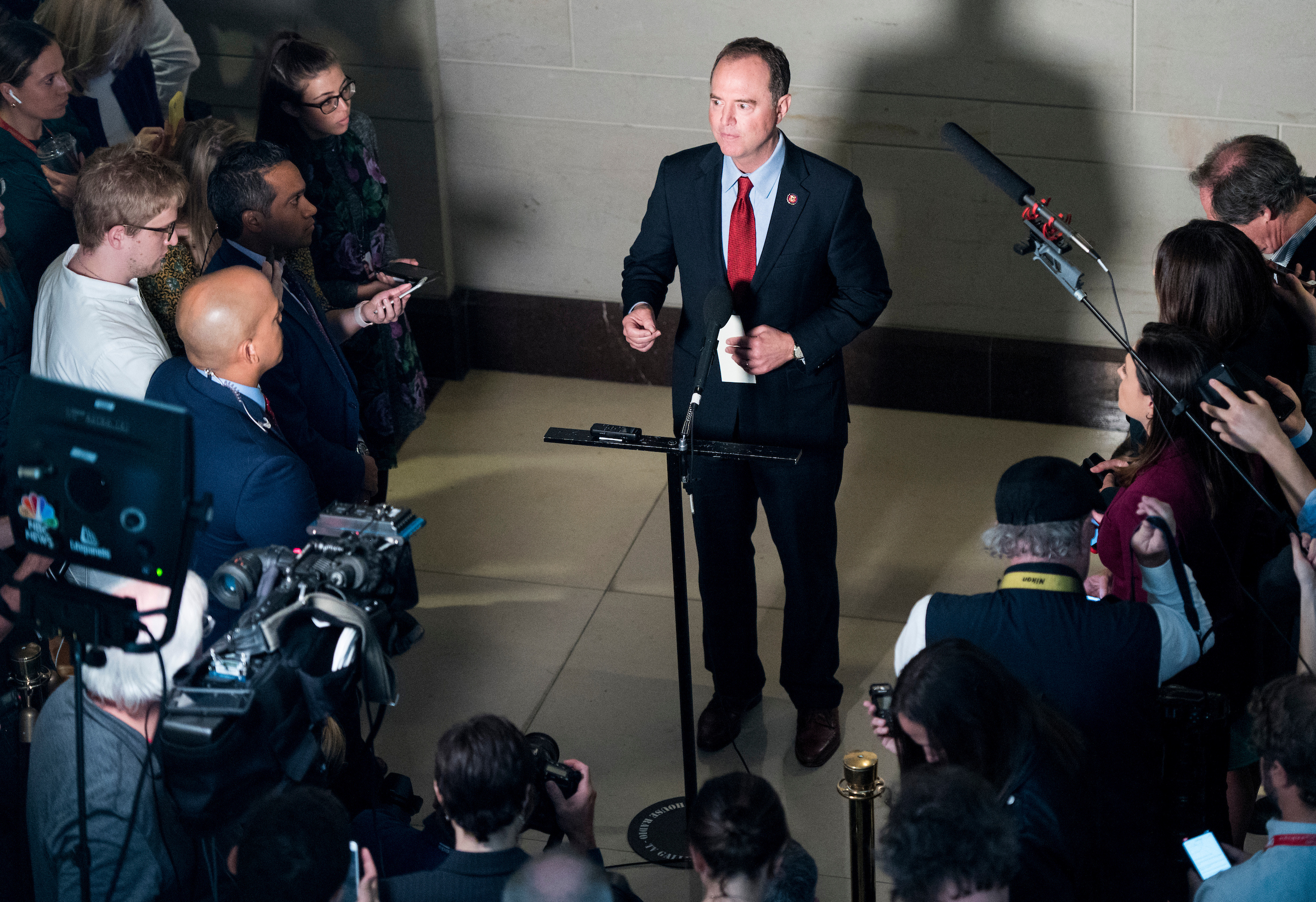 President Donald Trump escalated his battle with California Senator Adam Schiff