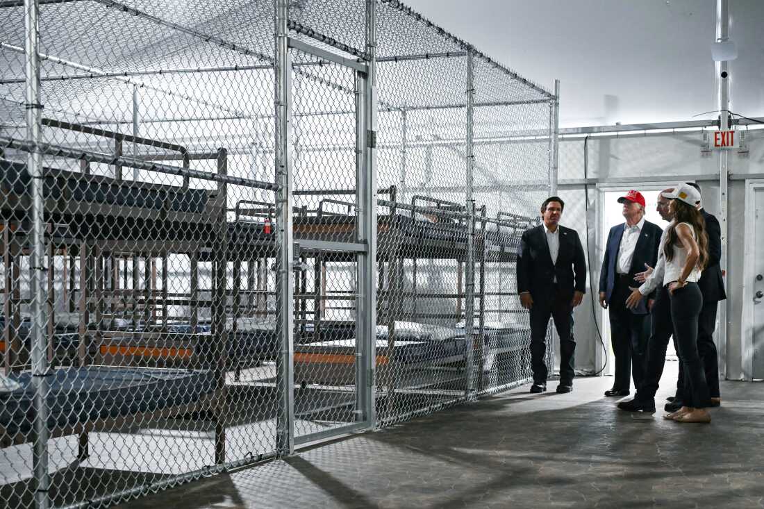 Donald Trump touring migrant detention center in Florida