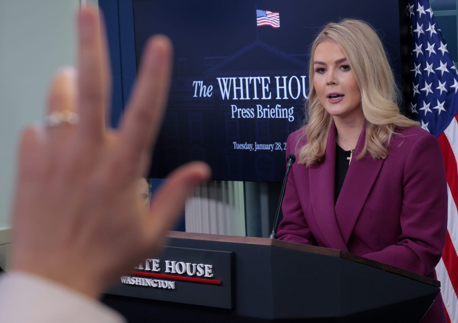karoline leavitt giving white house press briefing
