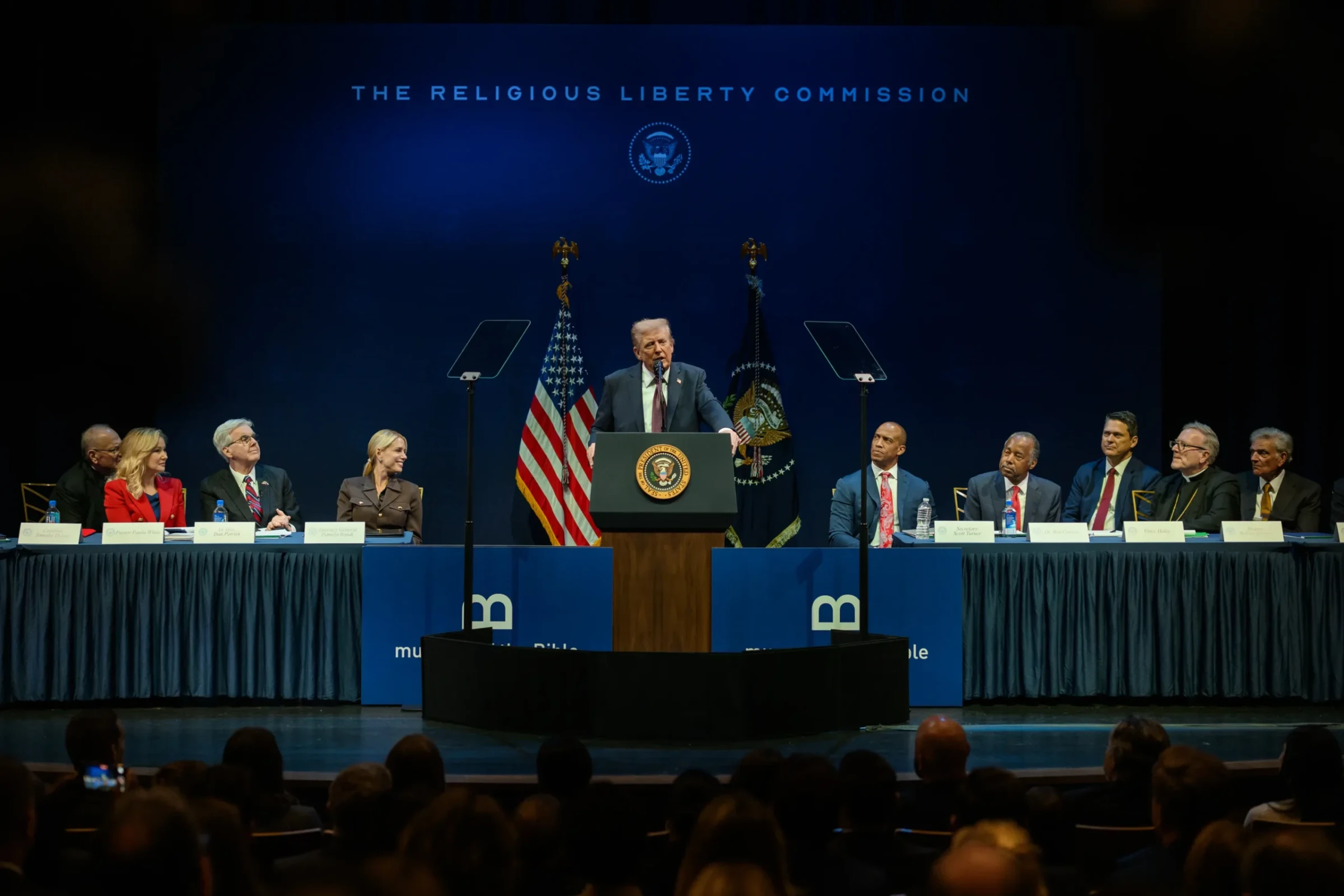 President Donald Trump speaking at Museum of the Bible