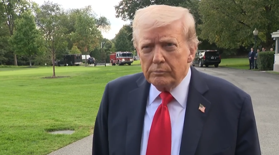 Donald Trump speaking to reporters outside the White House on September 11