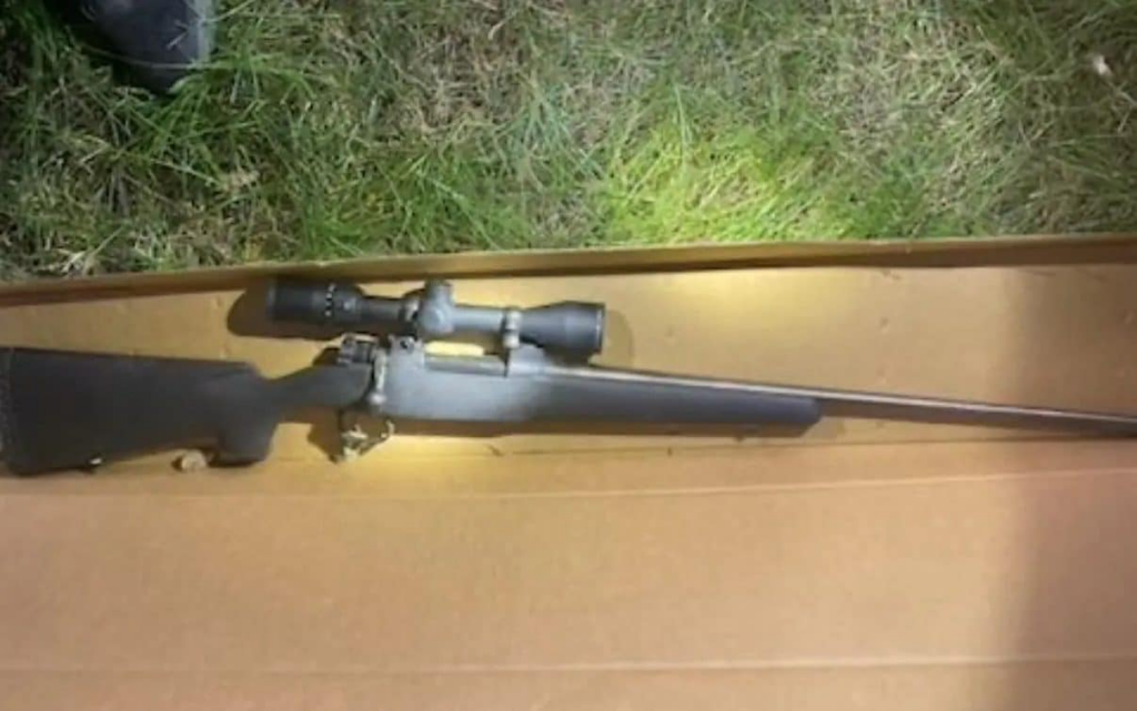 The discarded bolt-action rifle believed to have been used to shoot Charlie Kirk
