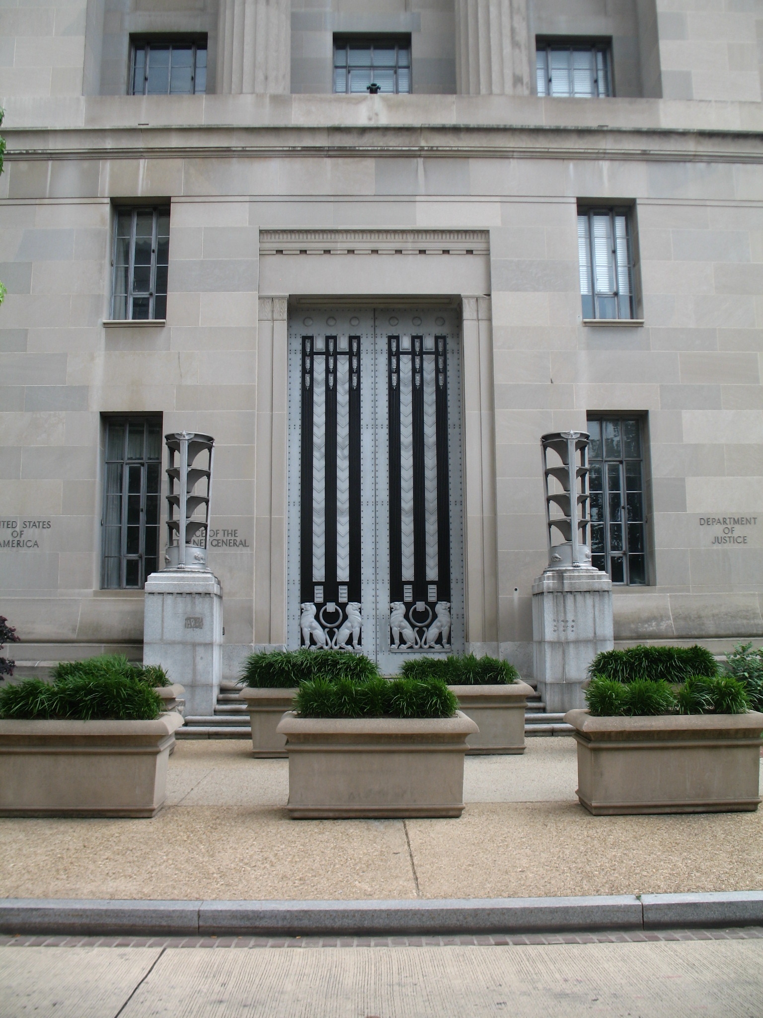 The Department of Justice building main entrance