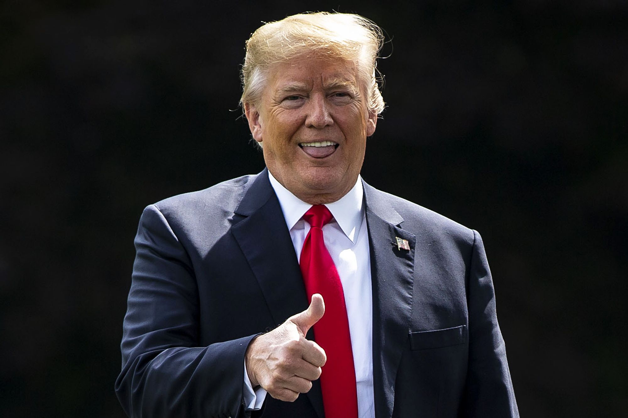 donald trump grinning happily