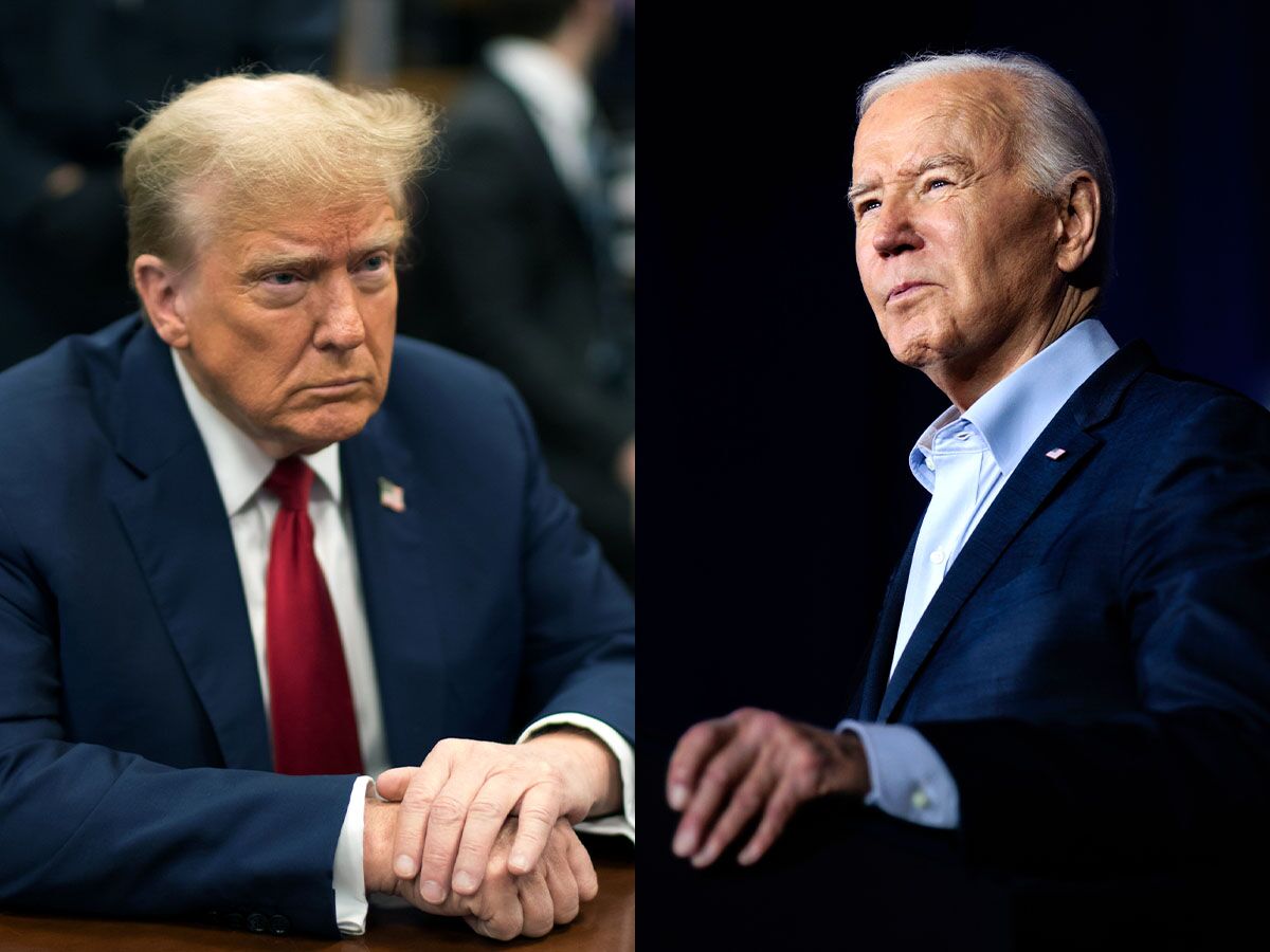 Donald Trump and Joe Biden in split images