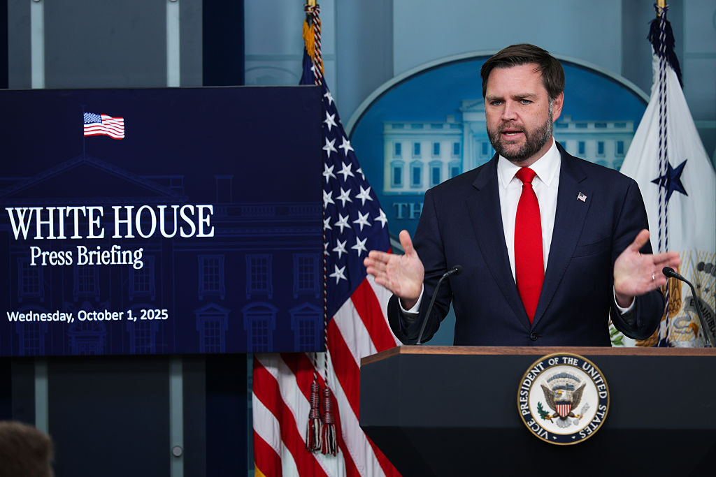 Vice President JD Vance speaking at a press conference october 2025