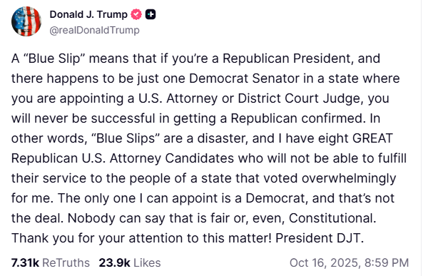 truthsocial blue slip screenshot