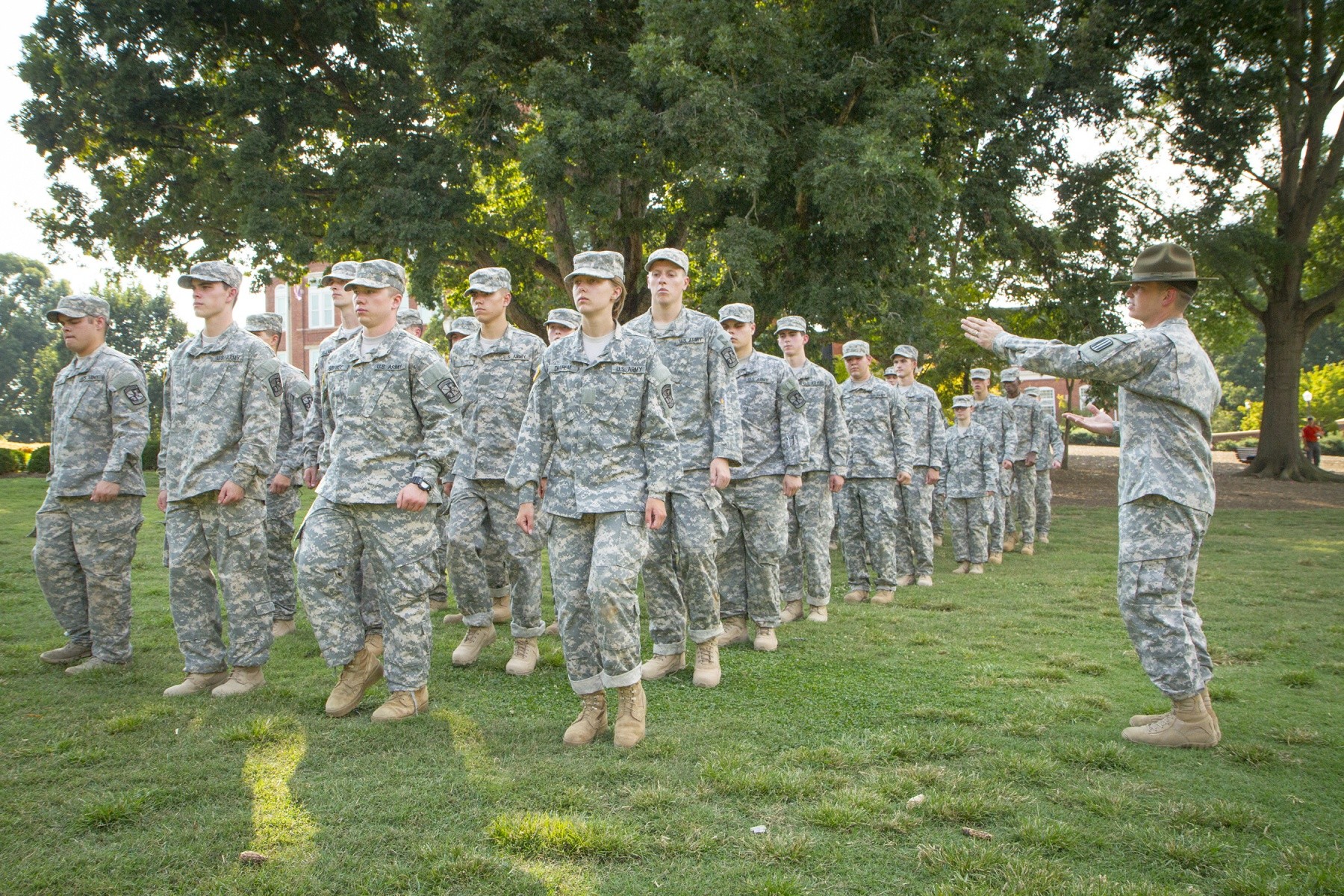 United States military soldiers standing in formation.