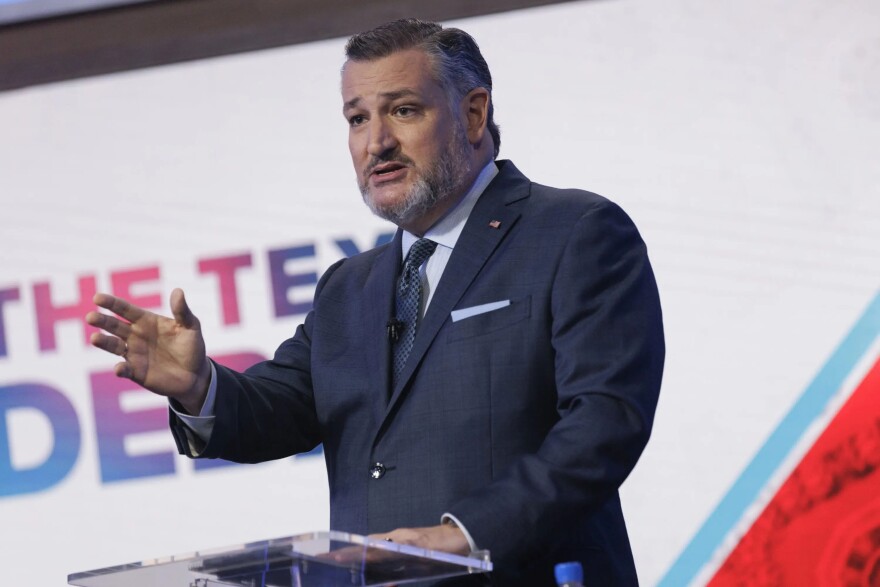 Senator Ted Cruz speaking at a podium